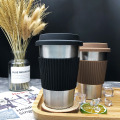 304 Stainless Steel Coffee Mug Anti-scalding Coffee Beverage Cup With Silicone Cup Lid